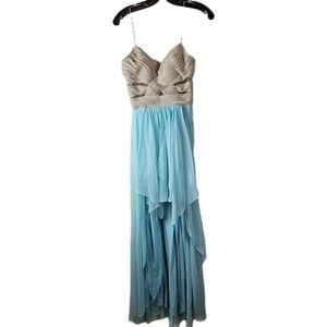 Hailey Logan by Adrianna Papell 7/8 Prom Spaghetti Strap Hi Low‎ Blue Dress Gown